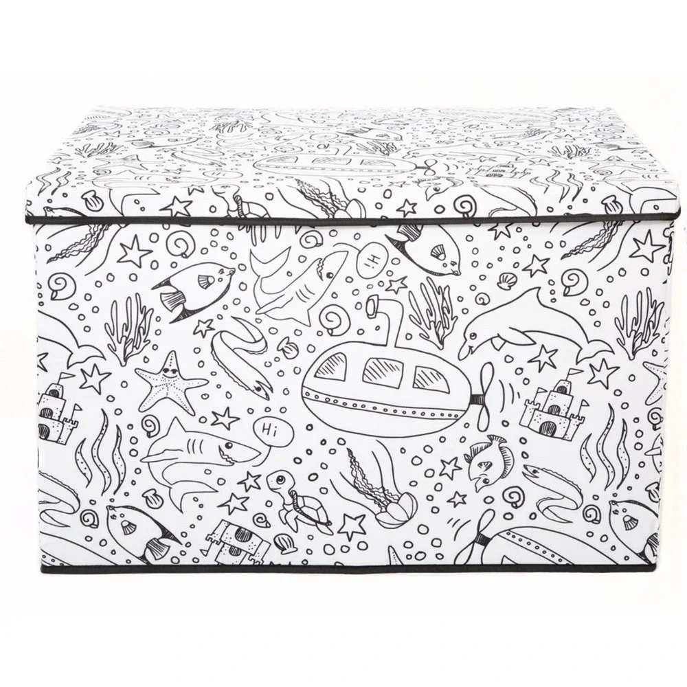 Saddle River Kid's Color Toy Storage Trunks 4Pk Under the Sea Foldable Markers